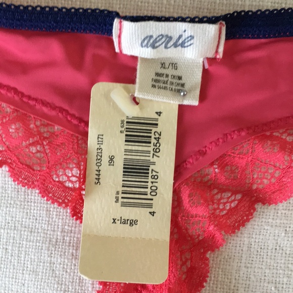 Aerie Pink Thong with Lace, size X-Large - Picture 4 of 5